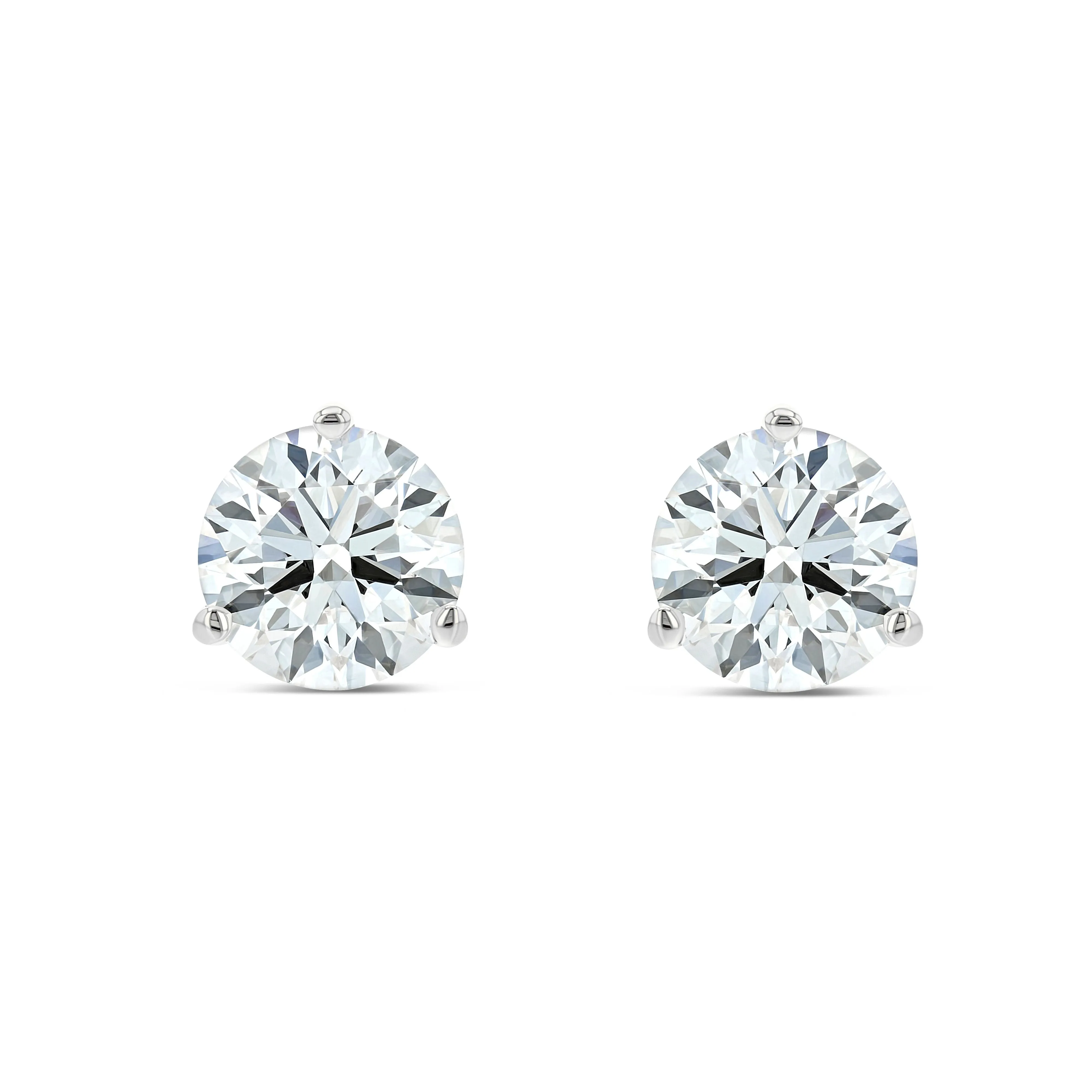 1.25 Carat Total Weight D-F Colorless VS Clarity Ideal Cut IGI Certified Lab Created Round Brilliant Diamond Stud Earrings in 14k White Gold 3-Prong Setting