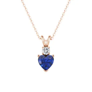 1.8 CT. Heart Blue Sapphire Solitaire Pendant with White Sapphire
