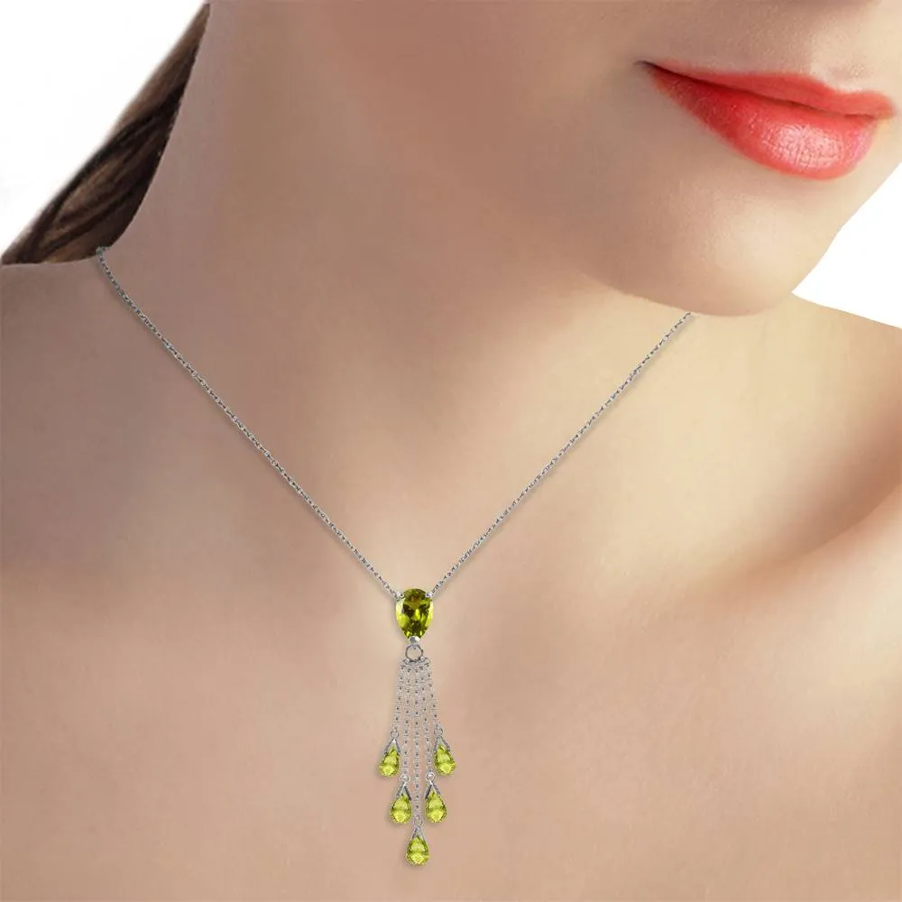 7.5 Carat 14K Solid White Gold Necklace Briolette Peridot