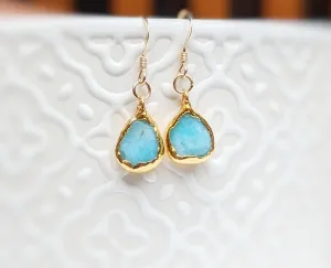 Aqua Blue Amazonite dangle earrings