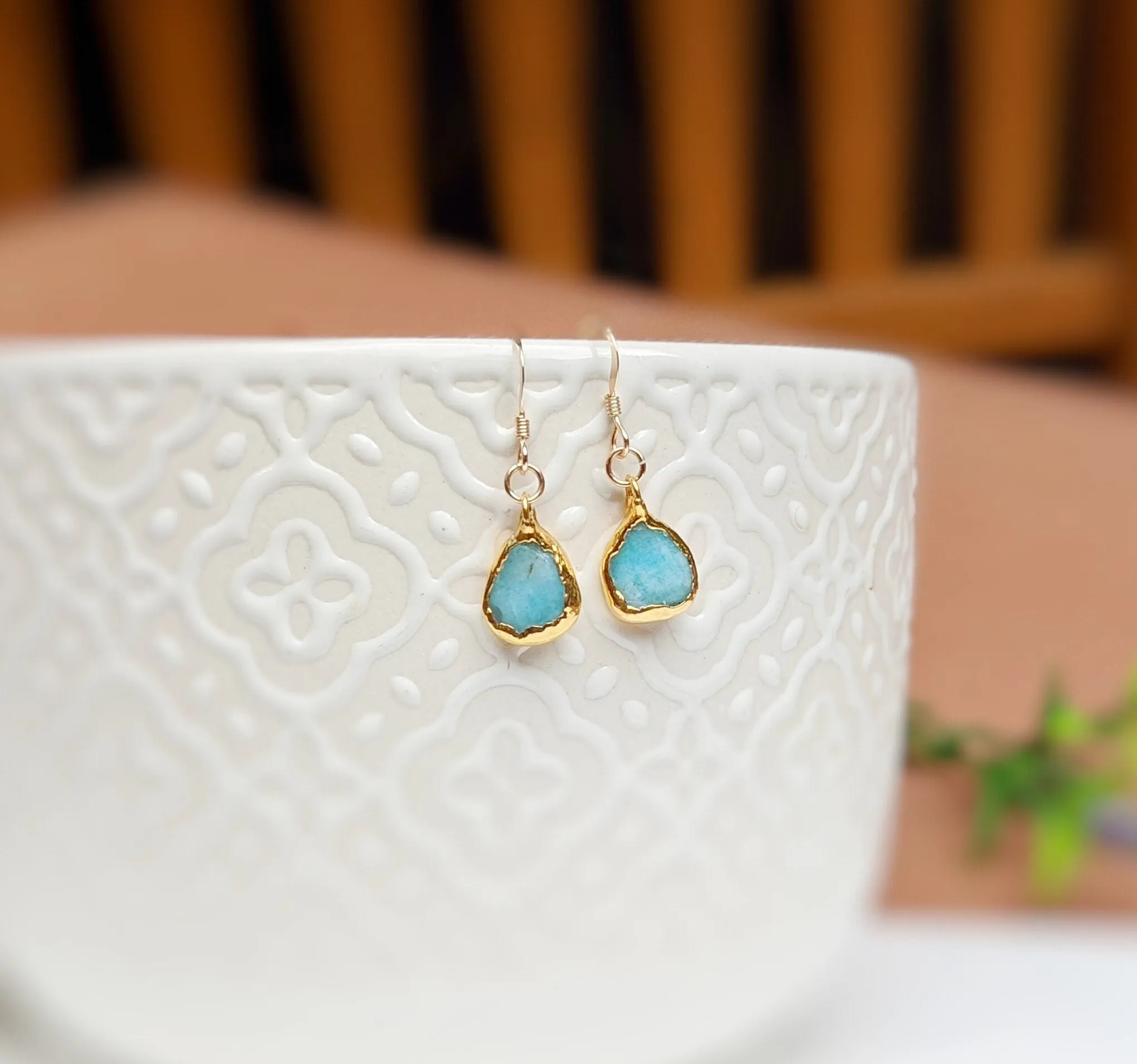 Aqua Blue Amazonite dangle earrings
