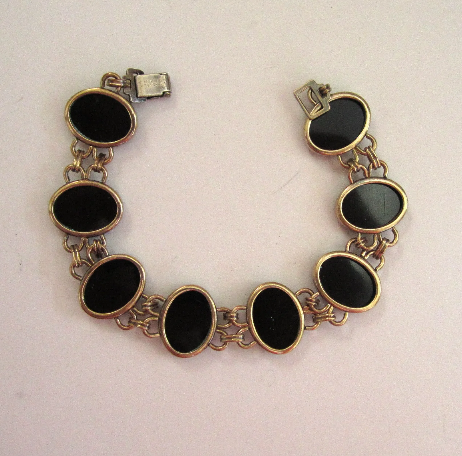 Art Deco Symmetalic 1/20 14K Onyx Bracelet
