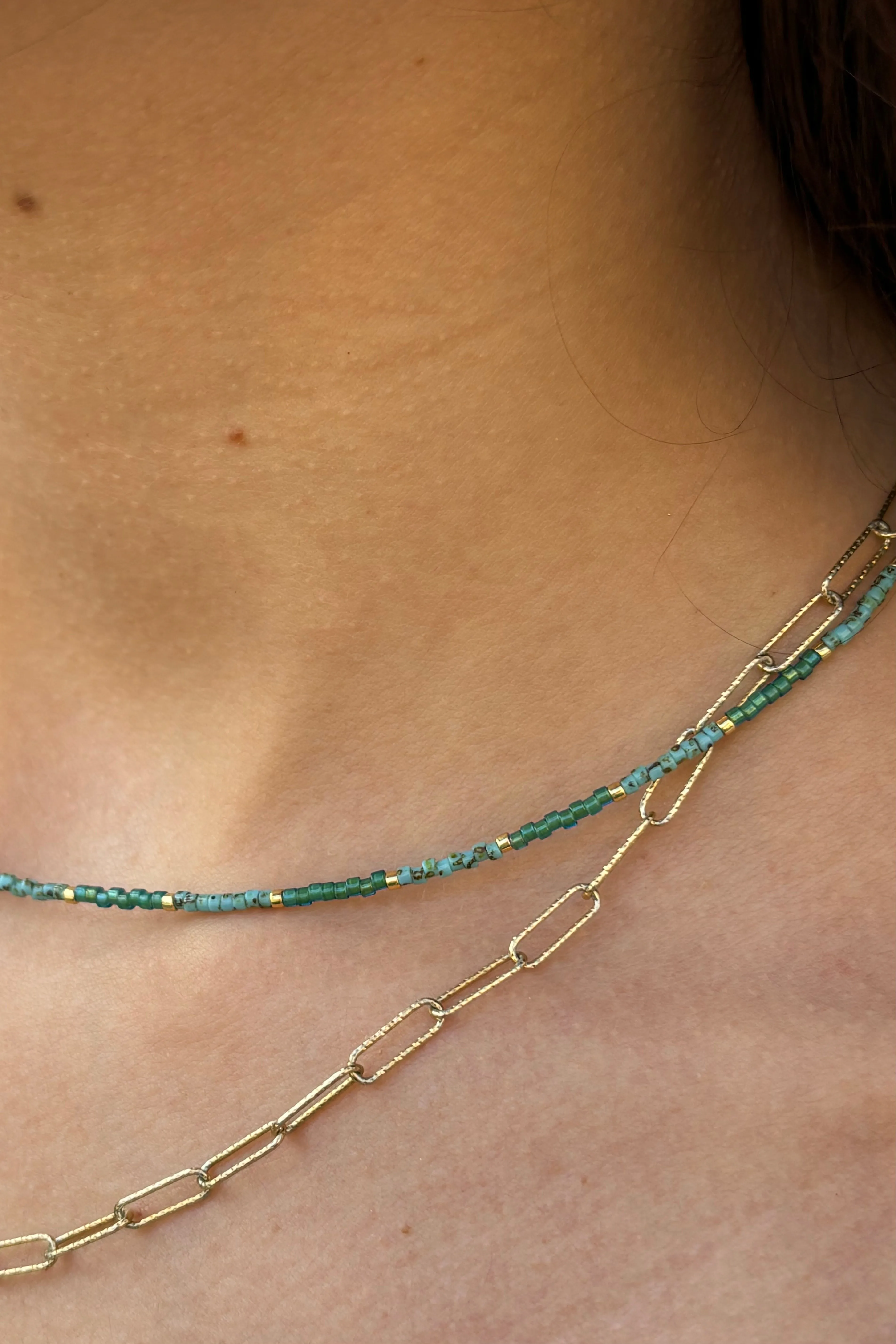 Atelline Miyuki Bead Turquoise Necklace