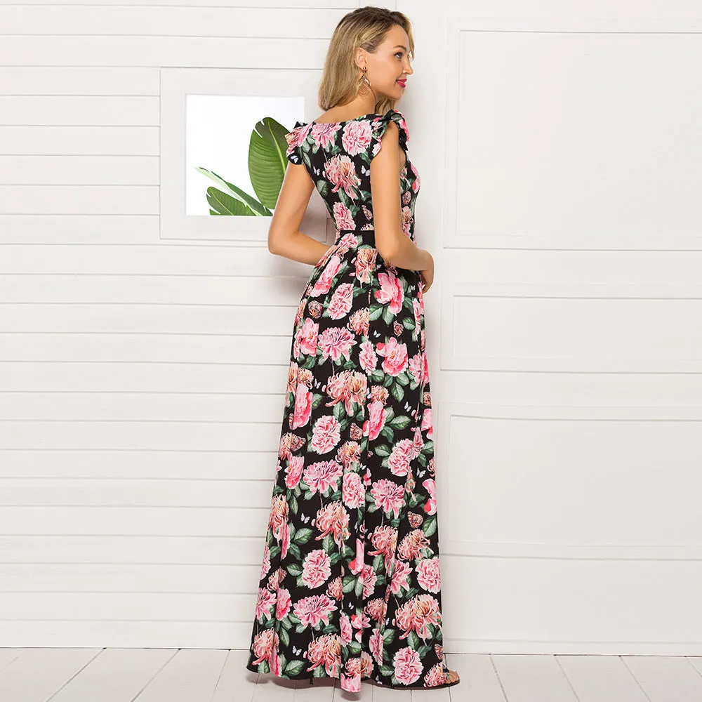 Beach In Bali Smocked Tiered Maxi Dress
