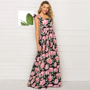 Beach In Bali Smocked Tiered Maxi Dress