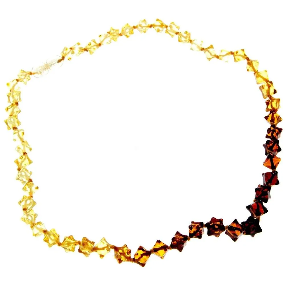 Genuine Baltic Amber Cube Faceted Beads for Men / Unisex Beaded Necklace - NE0197