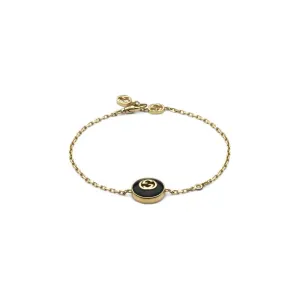 Gucci 18K Yellow Gold Black Onyx and Diamond Chain Bracelet
