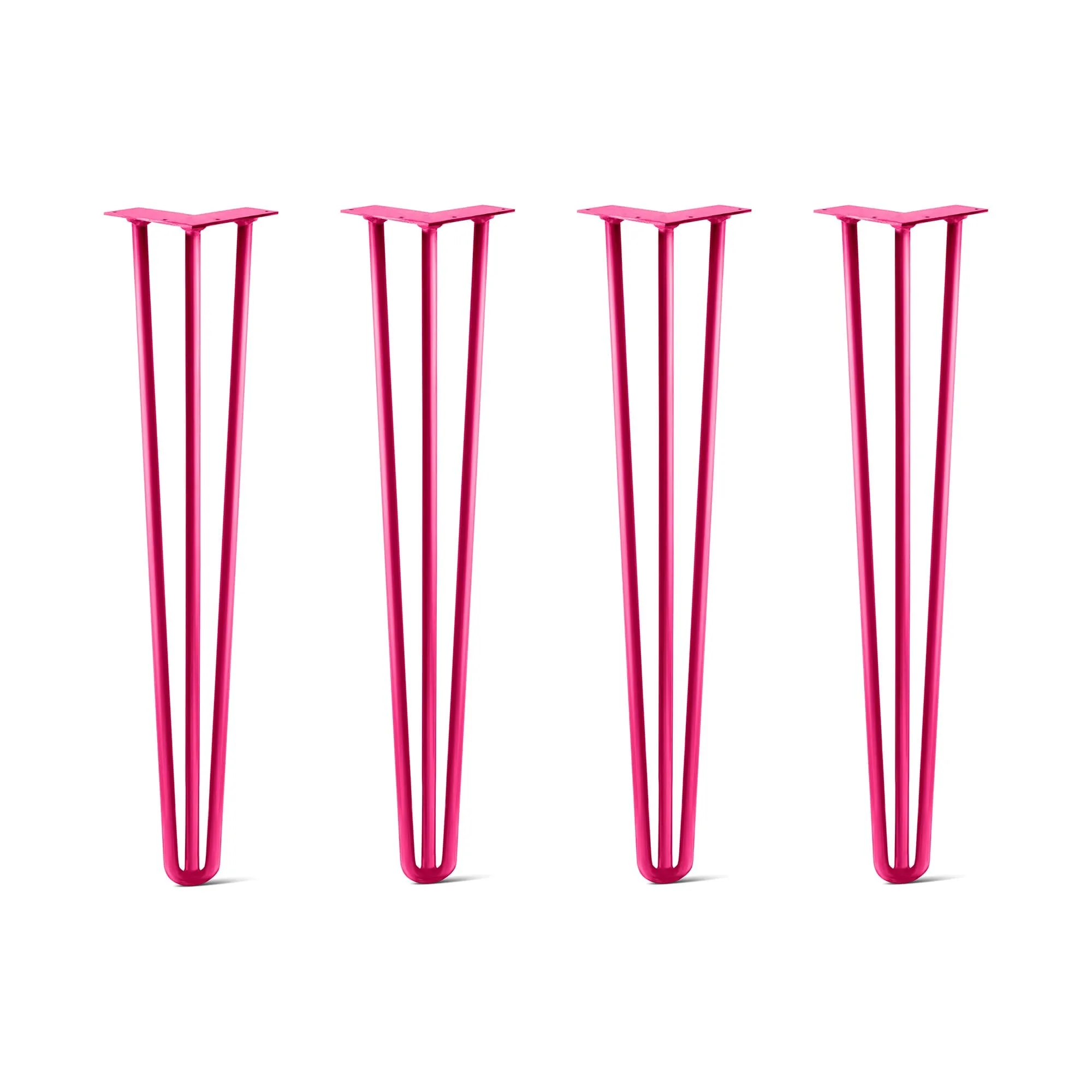 Hairpin Legs Set of 4, 3-Rod Design - Fuchsia Powder Coated Finish