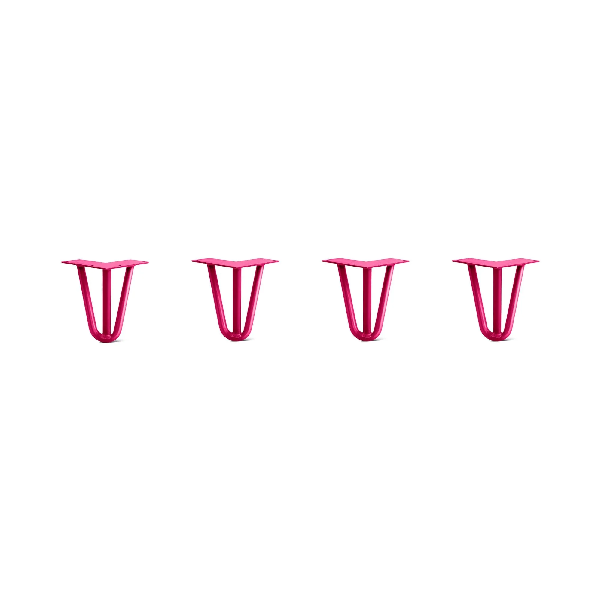 Hairpin Legs Set of 4, 3-Rod Design - Fuchsia Powder Coated Finish