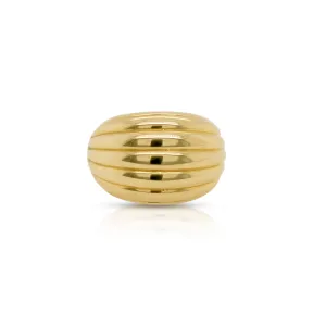 Horizontal lines thick gold ring