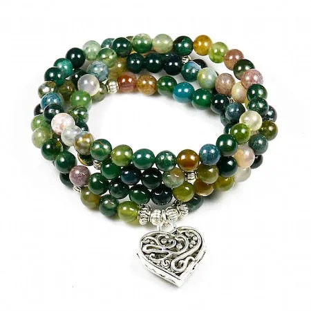 Indian Onyx Multi-Layer Beaded Mala Bracelet Buddhist Meditation Bracelet Unisex