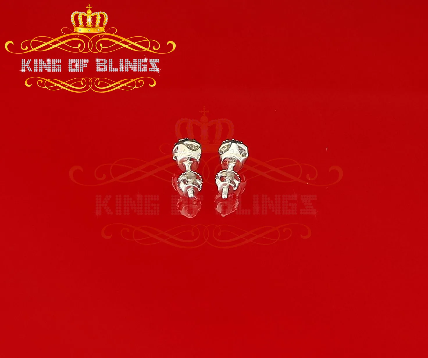 King of Blings- 925 White Silver Aretes Para Hombre 0.30ct Cubic Zirconia Women's Round Earrings