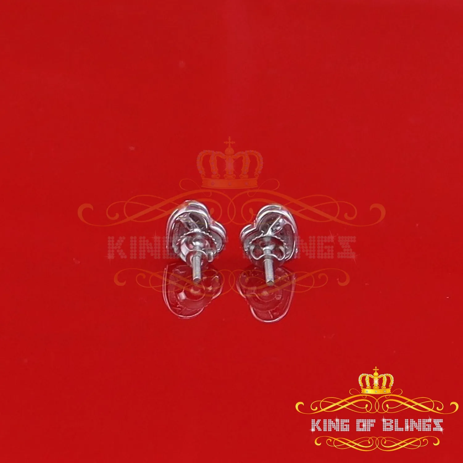 King Of Bling's Aretes Para Hombre Heart 925 White Silver 0.10ct Diamond Women & Men Earrings