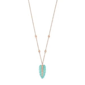 MEDIUM PAVE TURQUOISE LEAF DIAMOND NECKLACE