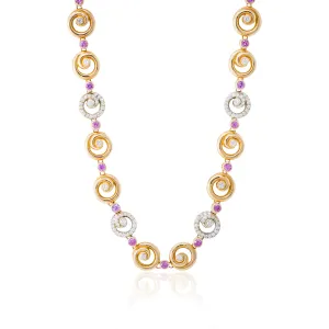 Melodie Necklace with Pink Sapphires & Diamonds