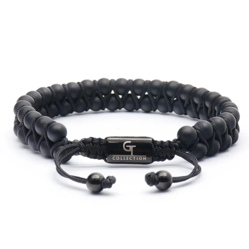 Men's MATTE ONYX Double Bead Bracelet