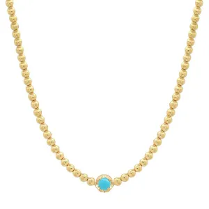 Mini Bezel Tennis Necklace With Illusion Set Turquoise Center