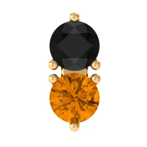 Minimal Citrine and Black Diamond 2 Stone Conch Earring