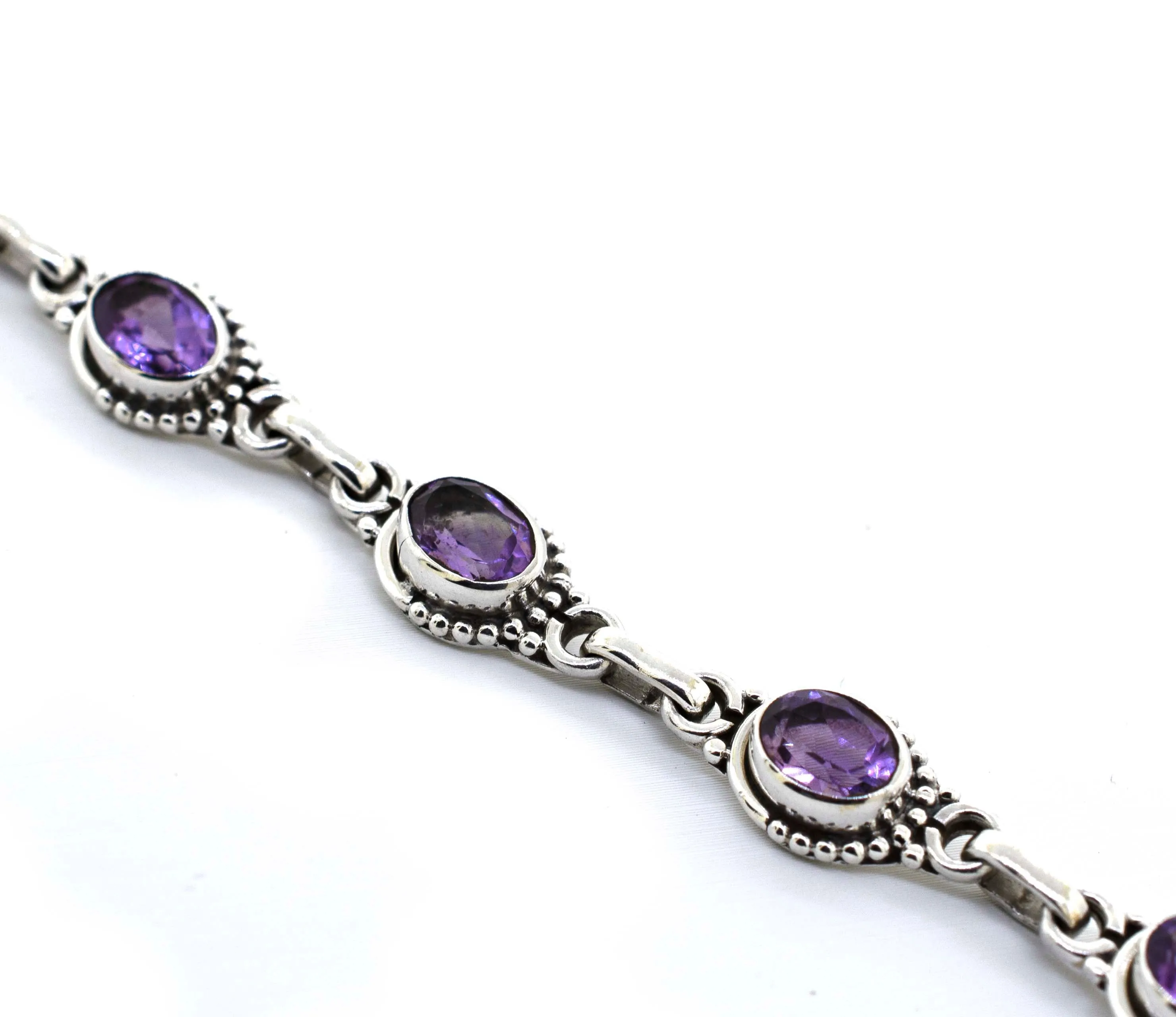 Oval Gemstone Bracelets With Half Ball Border