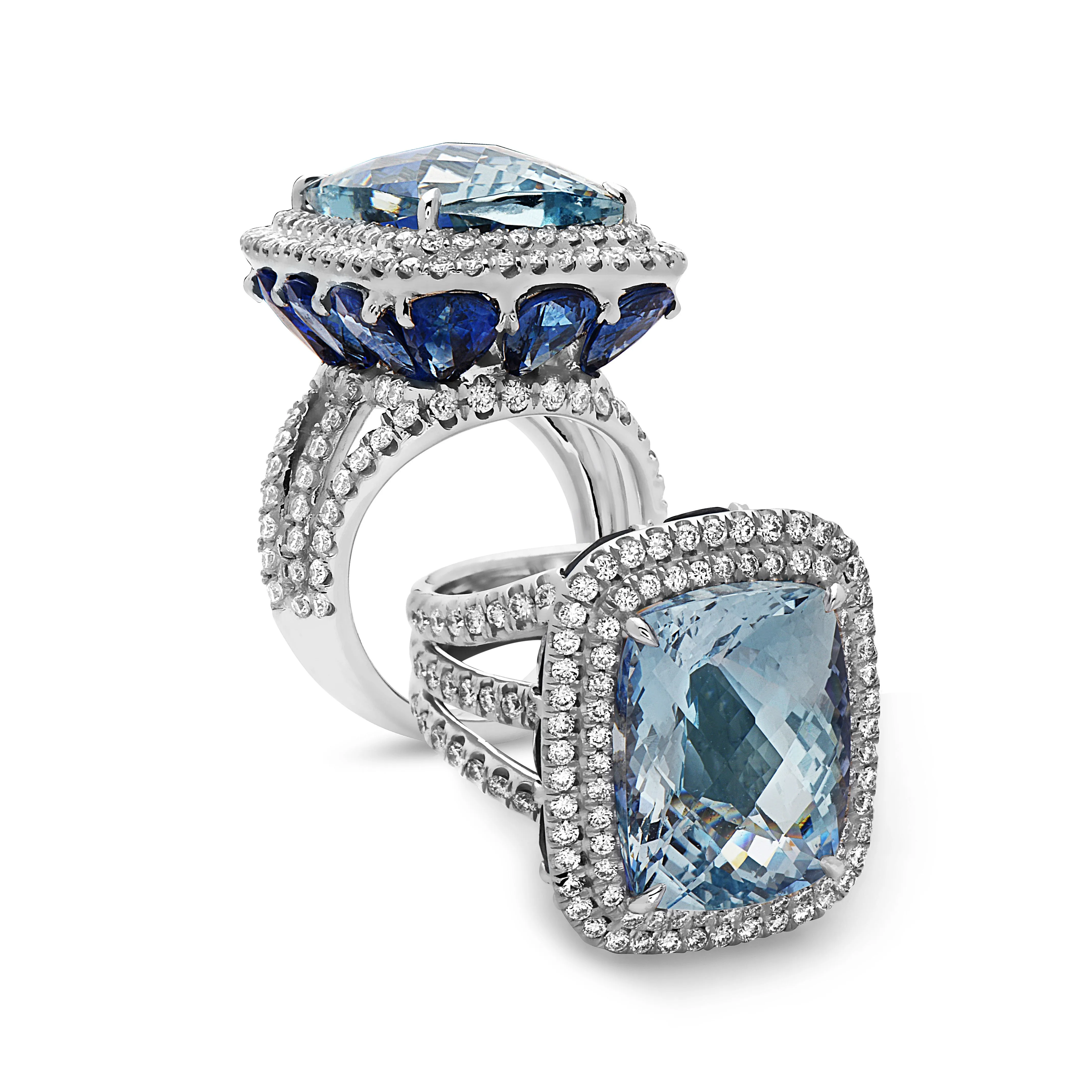 Pastel Diamond Split-Band Oversize Cushion Ring