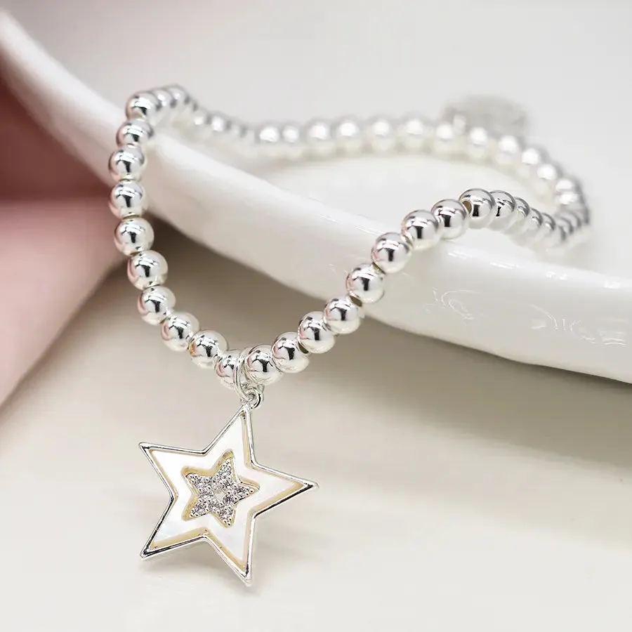 POM Silver Plated Shell Star Bracelet Crystal Bracelet