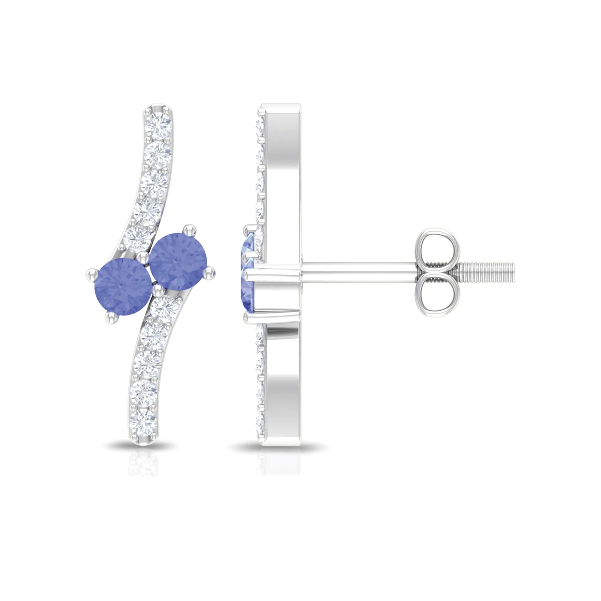 Real Tanzanite and Diamond Minimal Stud Earrings
