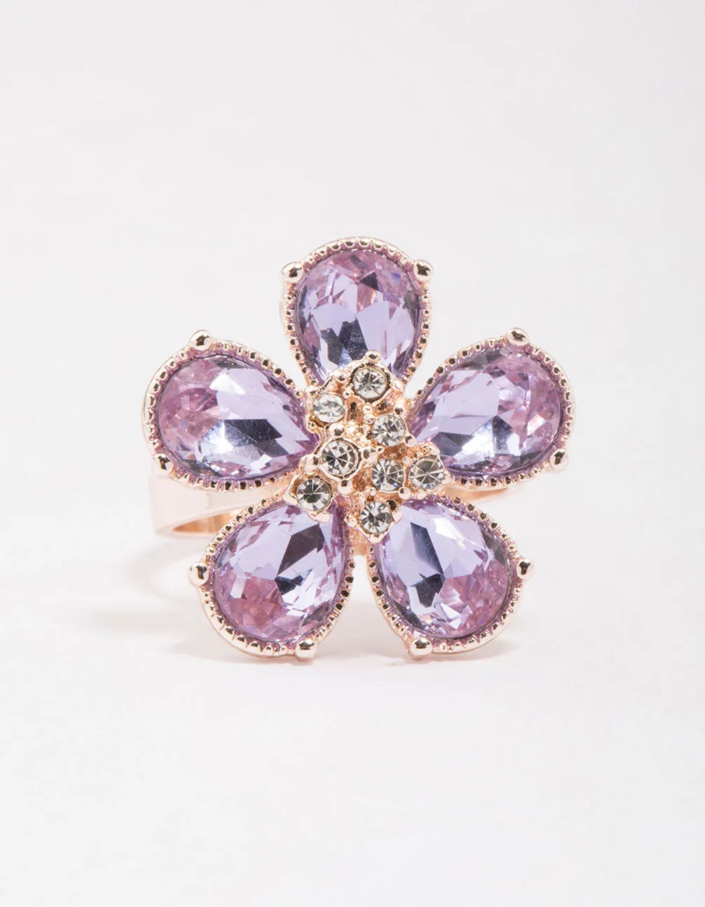 Rose Gold Lilac Flower Petal Ring