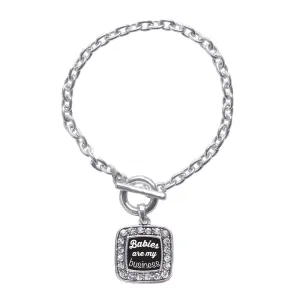 Silver Babies Are My Business Square Charm Toggle Bracelet