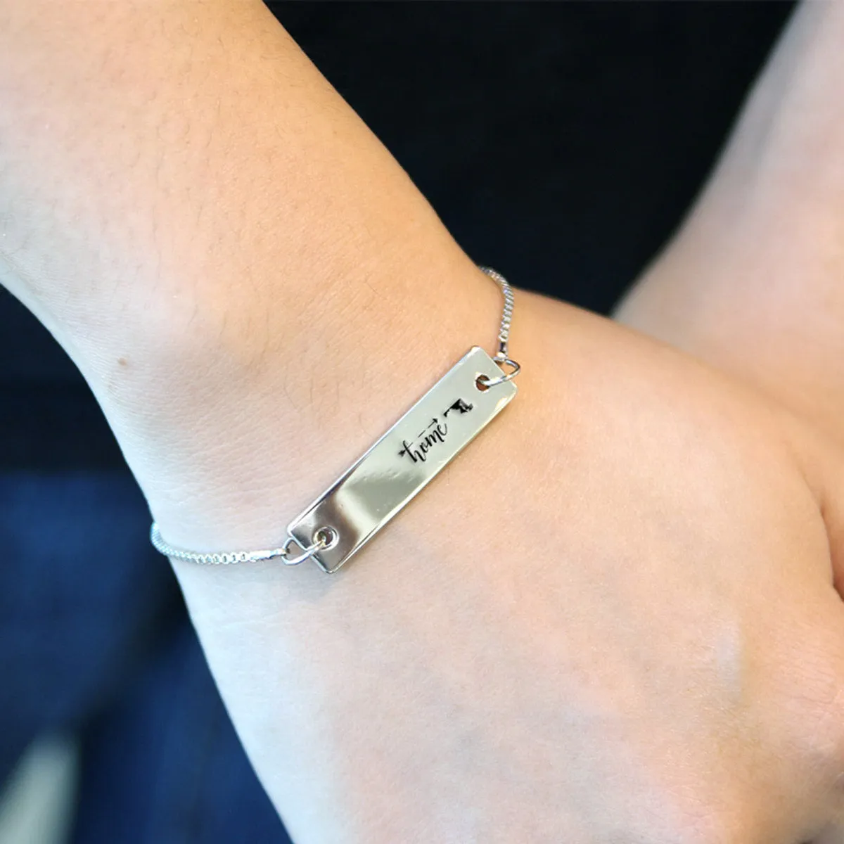 Silver Home is Maryland Adjustable Bar Bracelet