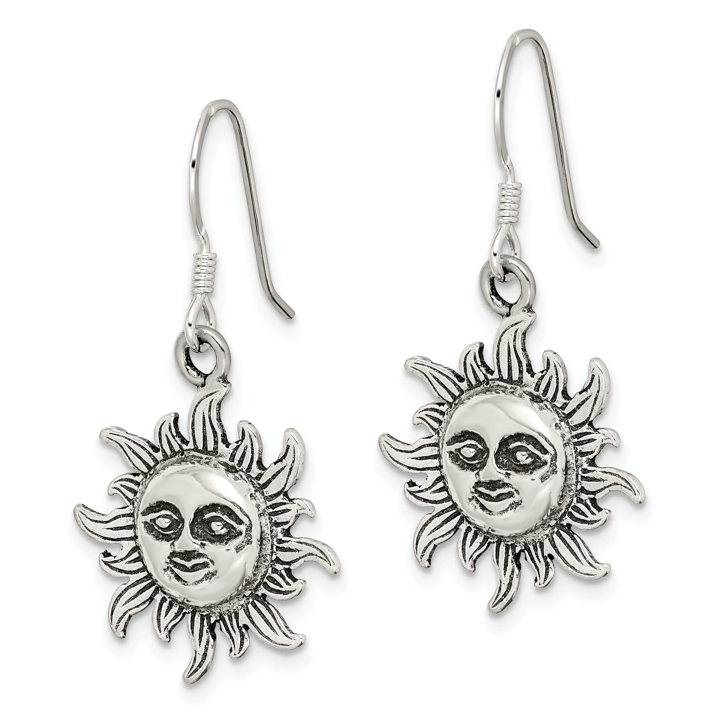 Sterling Silver Celestial Dangle Hook Earrings