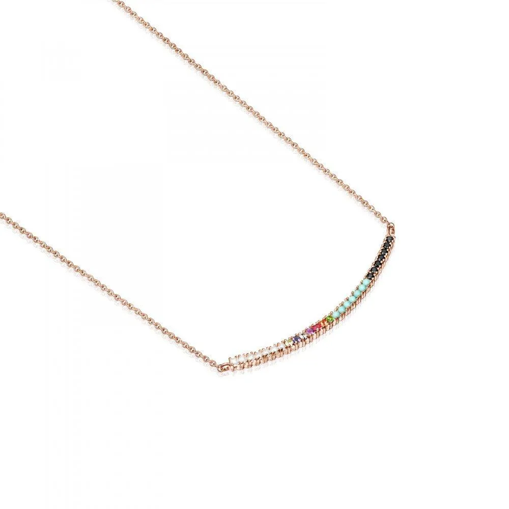Tous Rose Gold Vermeil Straight Necklace with Gemstones 912722500