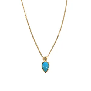 Turquoise & Bezel Diamond Necklace