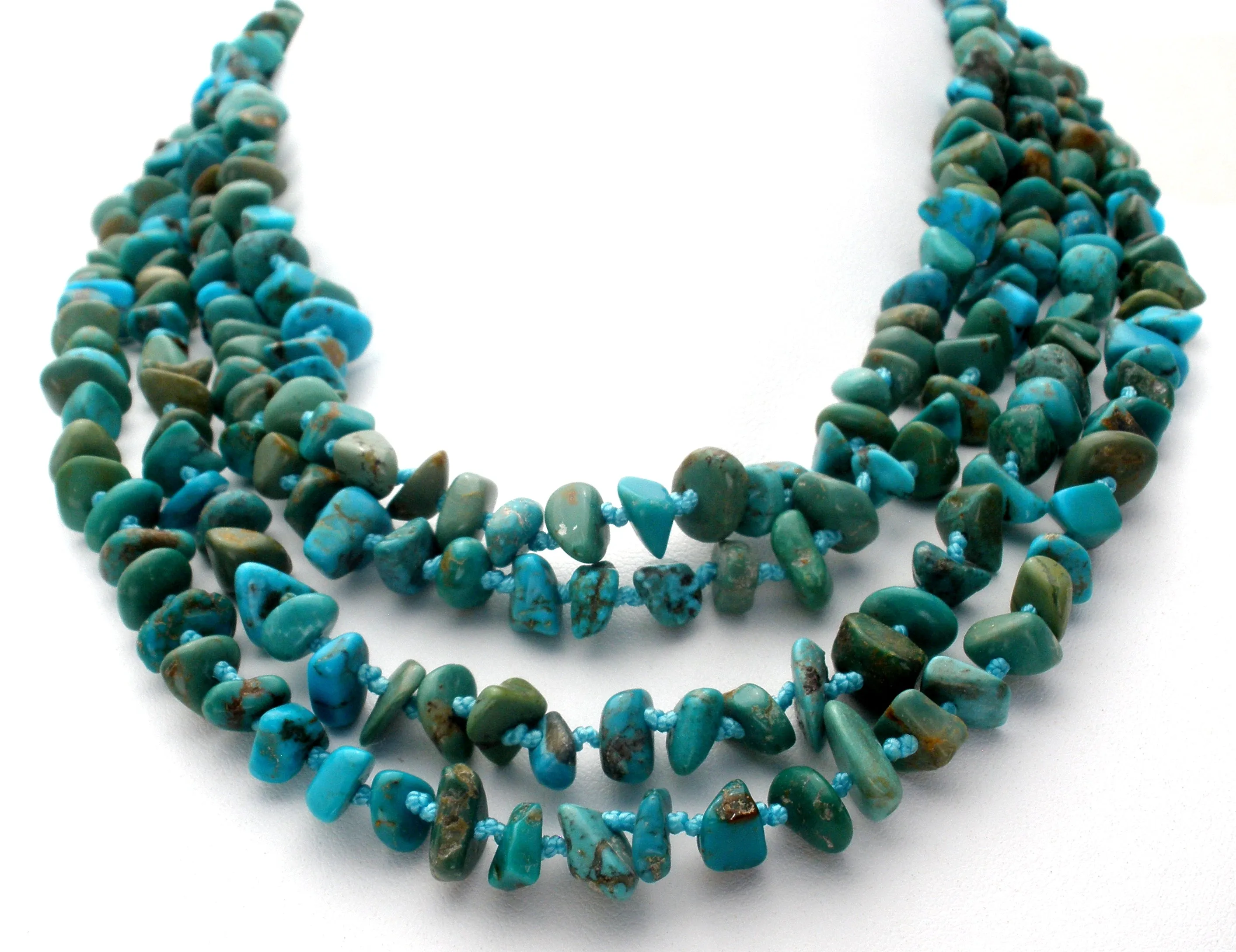 Turquoise Nugget Bead Necklace 85" Long SX