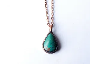 Turquoise teardrop necklace | Raw turquoise jewelry